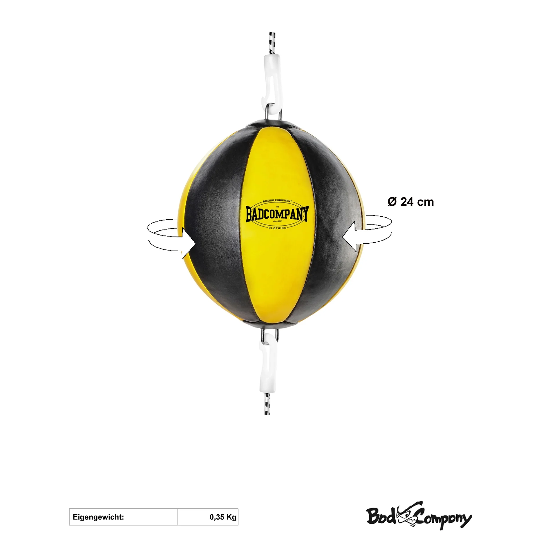 Doppelendball aus Kunstleder mit Spanngurten yellow - Image 2