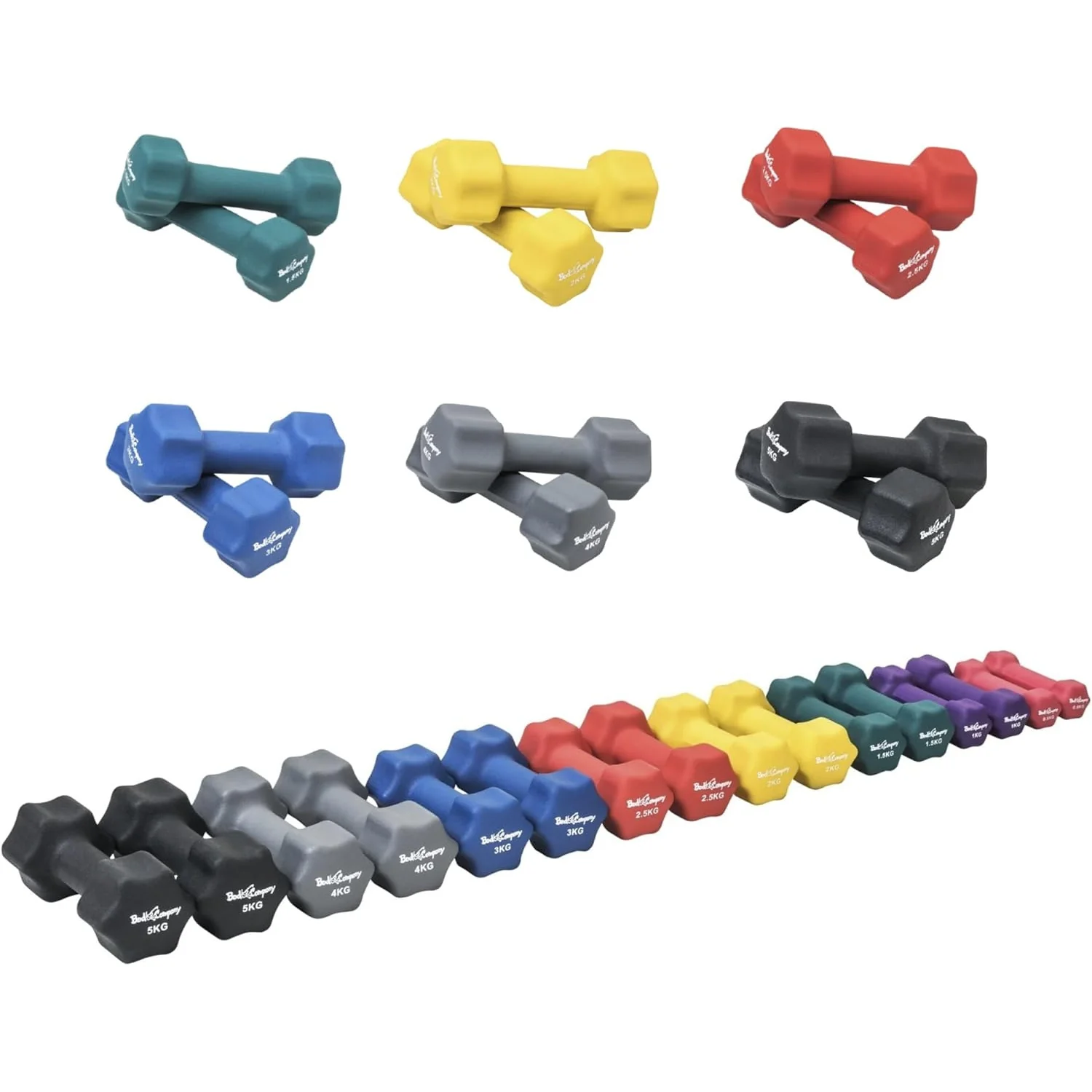 36Kg (2x1.5, 2x2, 2x2.5, 2x3, 2x4, 2x5) Neopren Gymnastik Hanteln