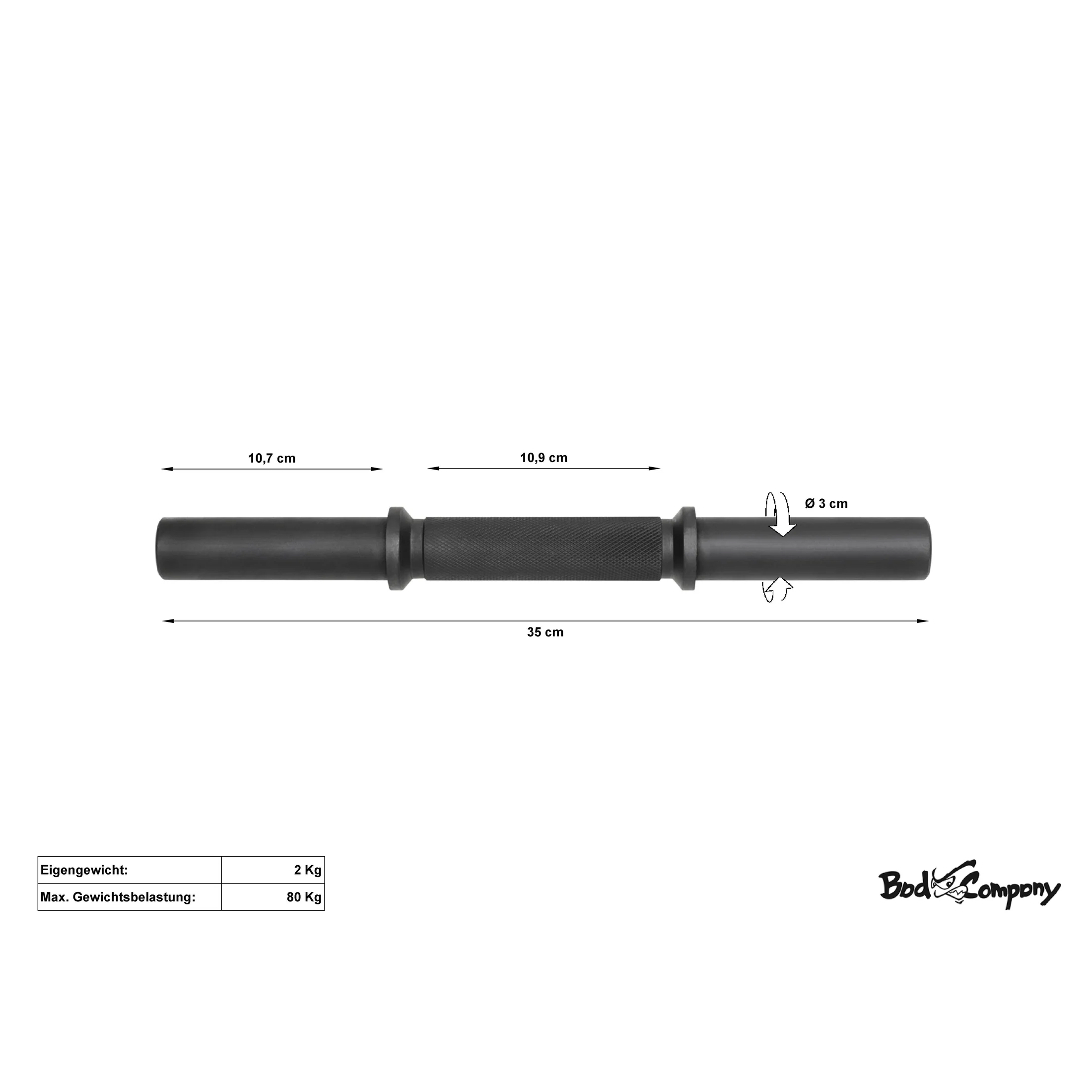 BLK Kurzhantelstange 35cm Kurzhantel Hantel Stange Hantelscheiben 30/31mm - Image 2
