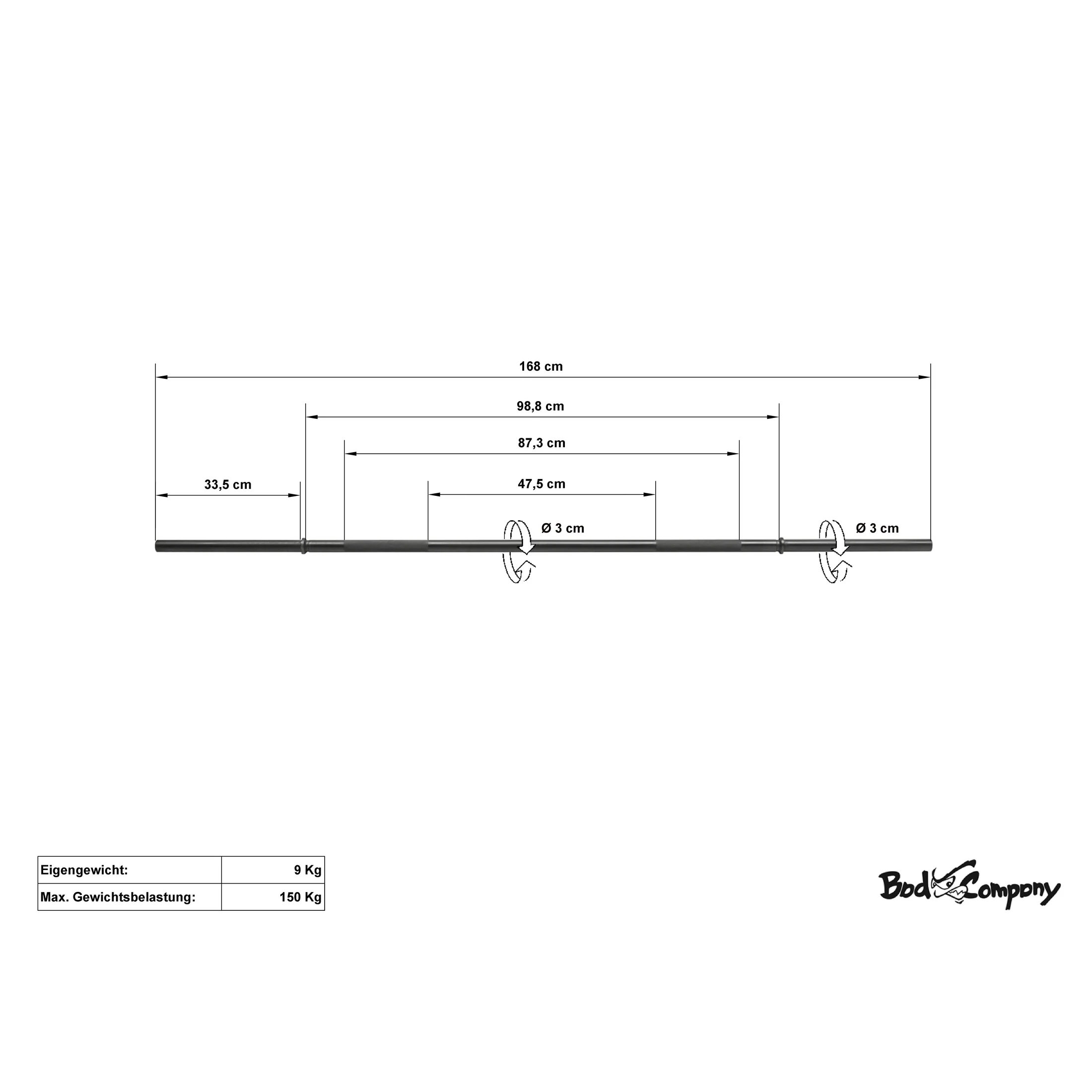BLK Langhantelstange 168cm Langhantel schwarze Hantelstange Stange 30/31mm black - Image 2