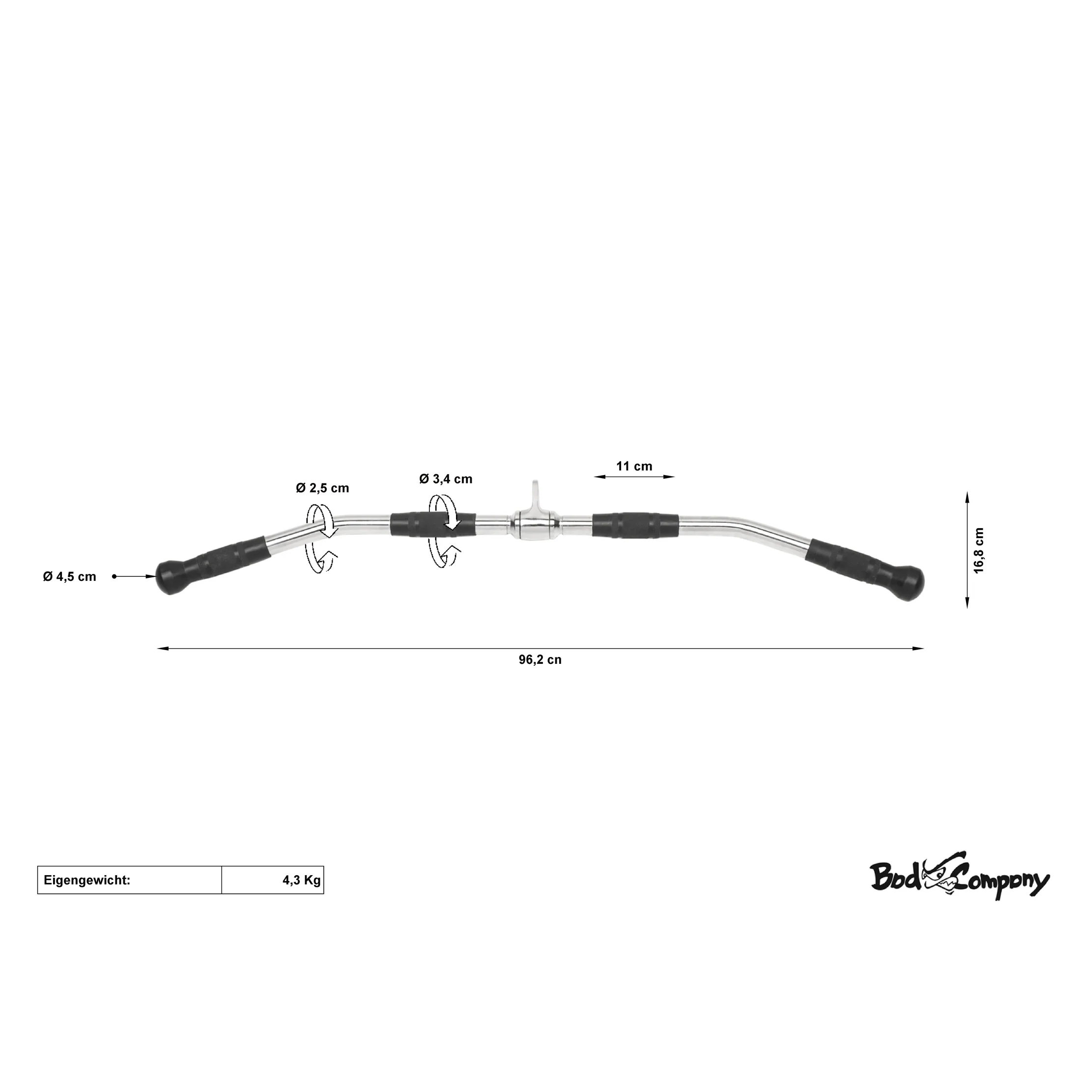 Latzug Stange kurz m. Gummi Hand-Grips - Image 3
