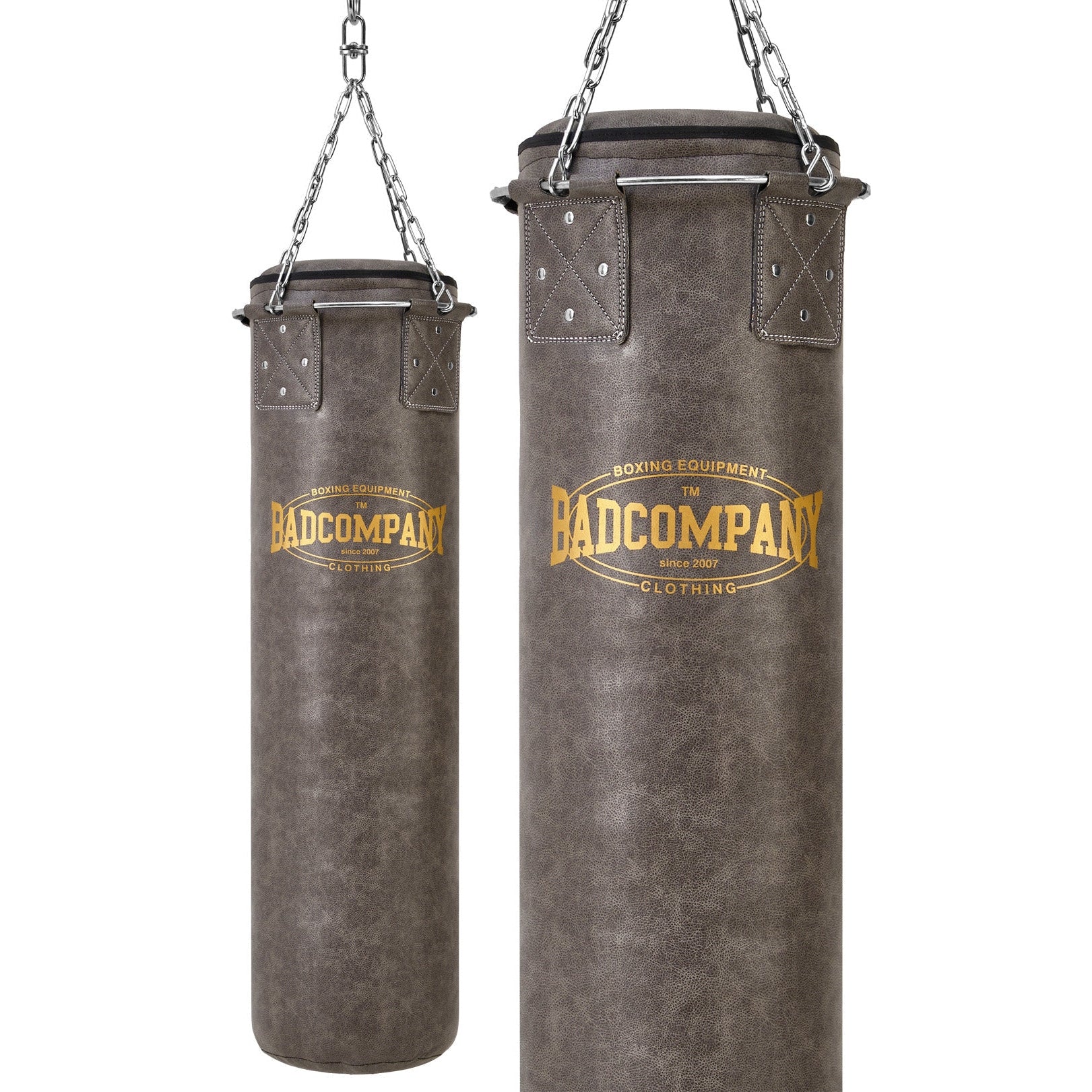 Vintage Boxsack Kunstleder mit Stahlkette und Metallring