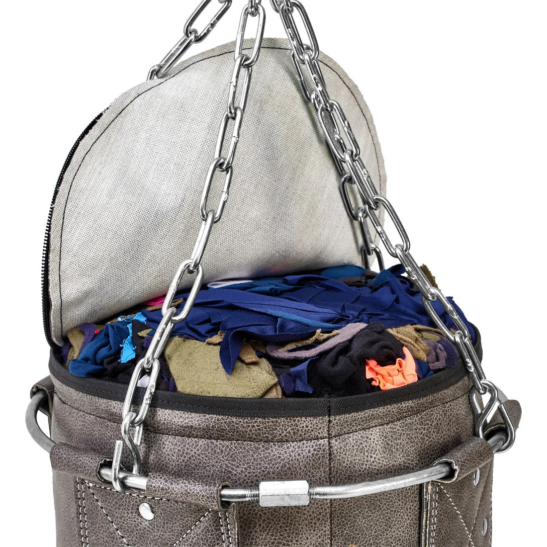 Vintage Boxsack Kunstleder mit Stahlkette und Metallring - Image 10